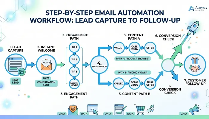 Example of automated email follow-up workflow for AI automation agency clients