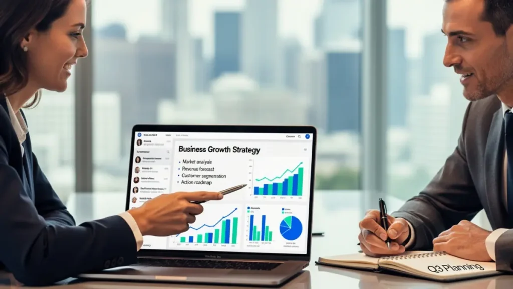 Business consultant using ChatGPT to deliver strategic analysis to clients