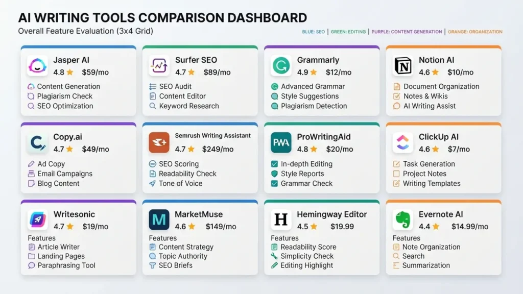 Comparison of the most popular AI tools with freelance writers 2026 with features and prices.
