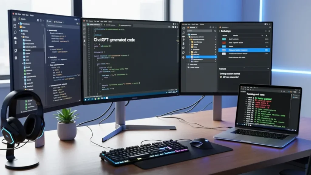 Developer using ChatGPT to write and debug code for client projects