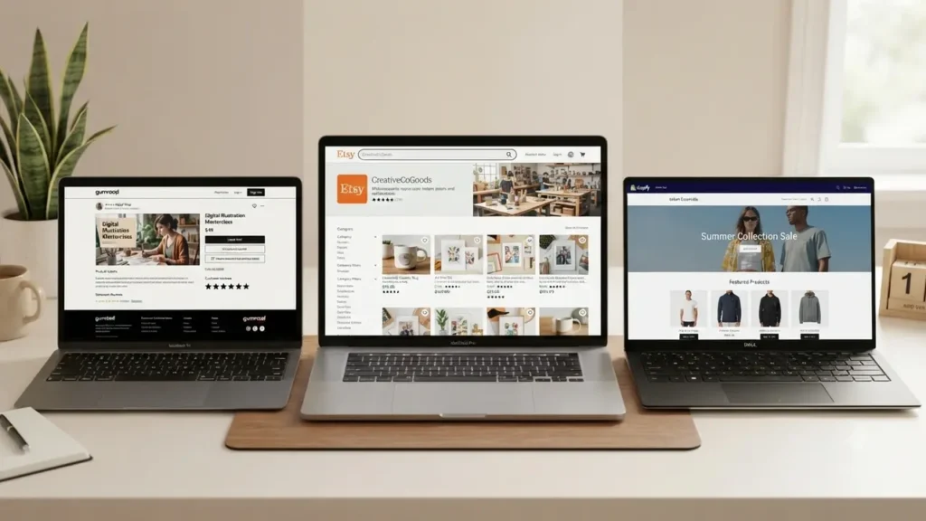 Best platforms to sell digital products - Etsy vs Gumroad vs Shopify comparison