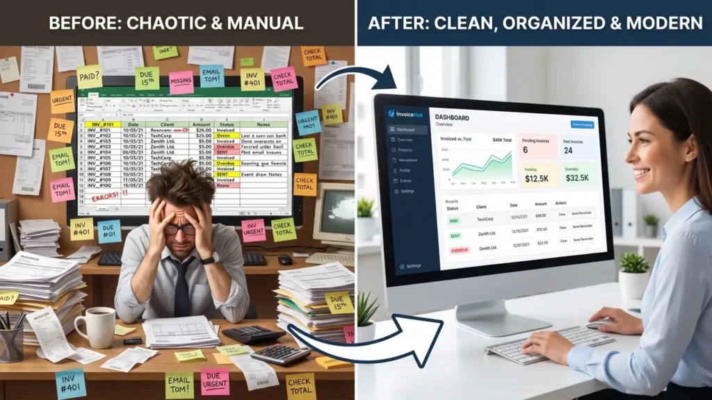 Transformation from manual invoicing to best invoicing software for freelancers in USA"