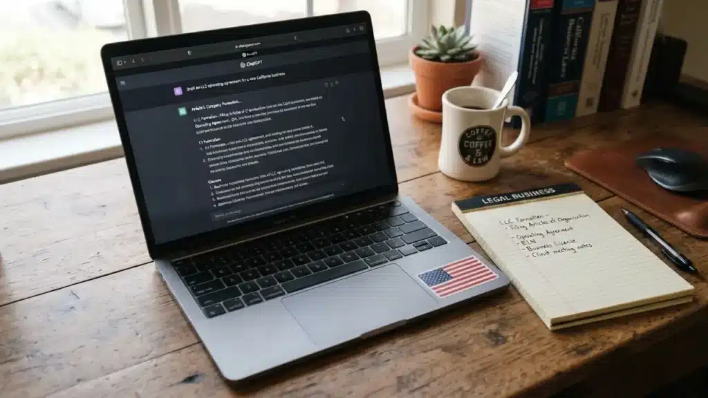 Legal setup for making money with ChatGPT in USA from home