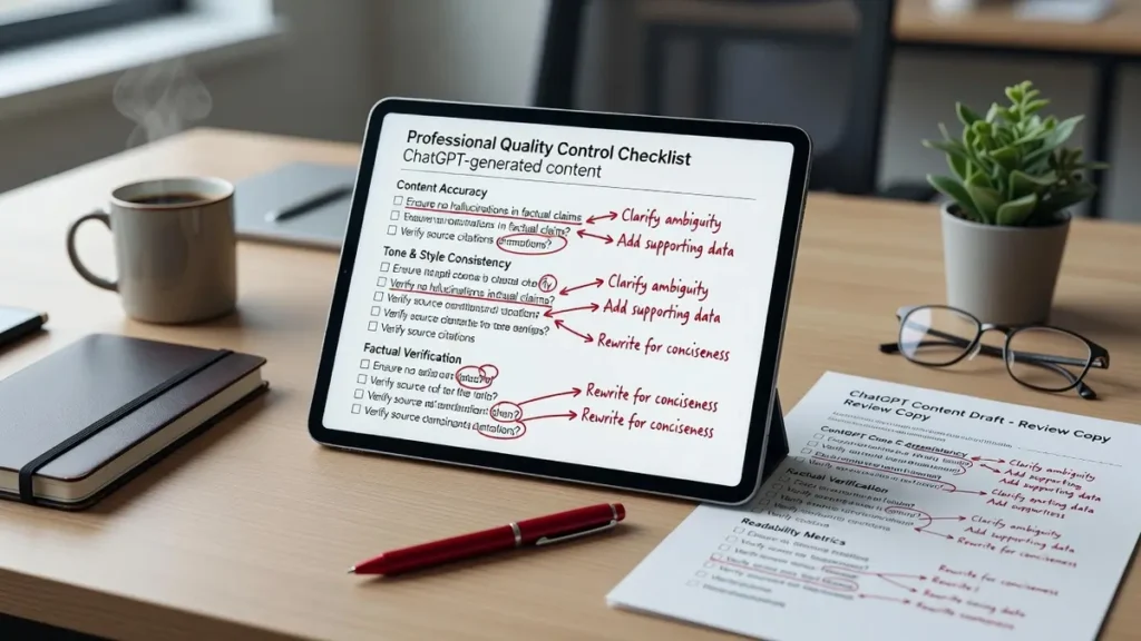 Quality control process for ChatGPT-generated professional content