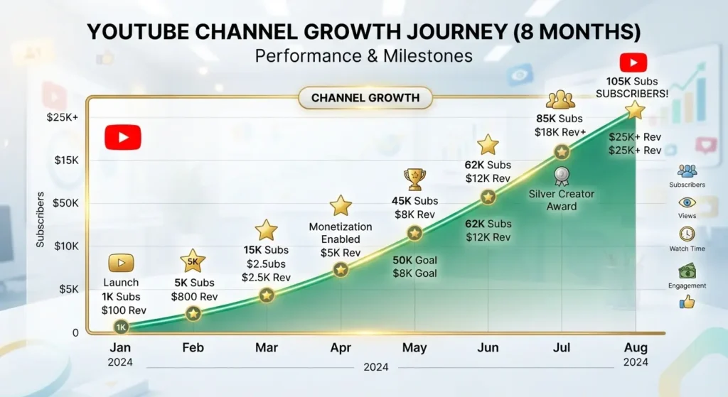 "YouTube automation success case study showing channel growth from zero to monetisation"