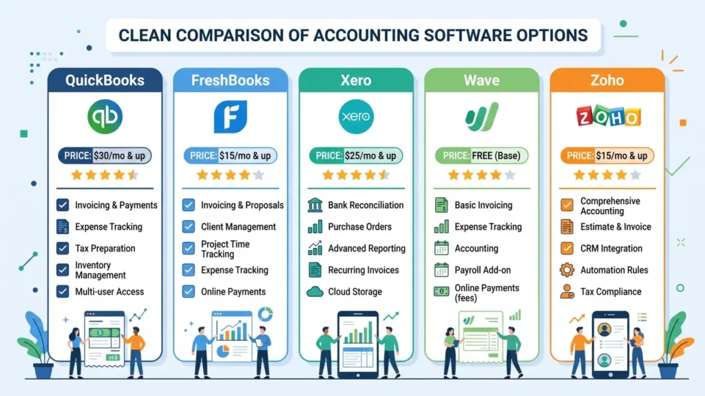 Comparison of best accounting software for small business with pricing and features