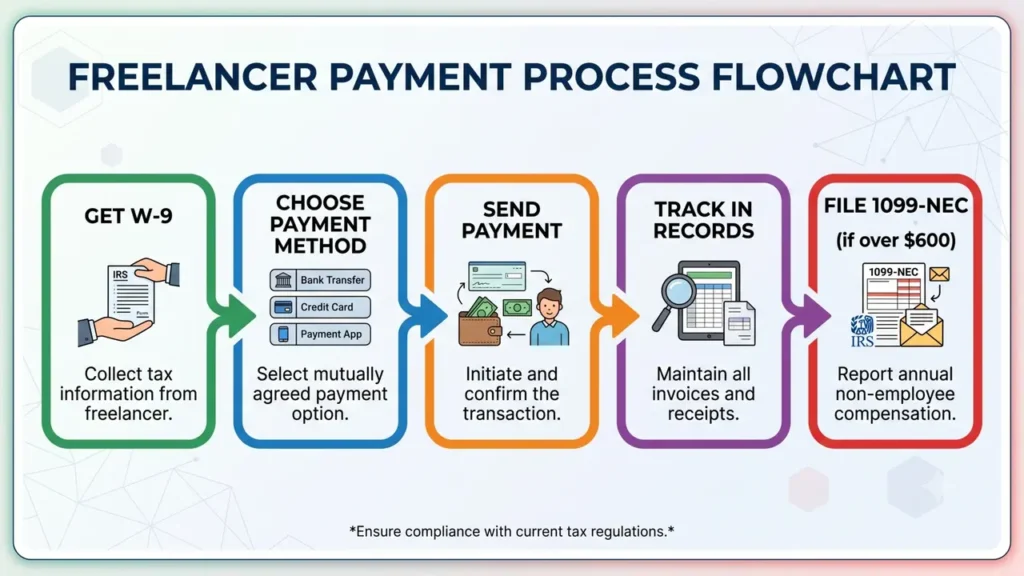 Step-by-step process for how to pay freelancers correctly and handle tax forms