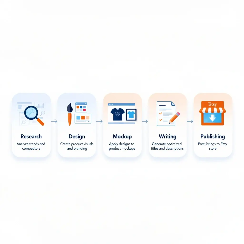 Step-by-step workflow using best AI tools for Etsy print on demand
