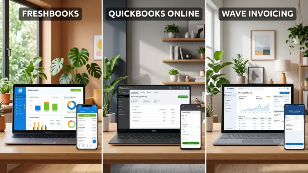 "Comparison of best invoicing software for freelancers in USA interfaces"