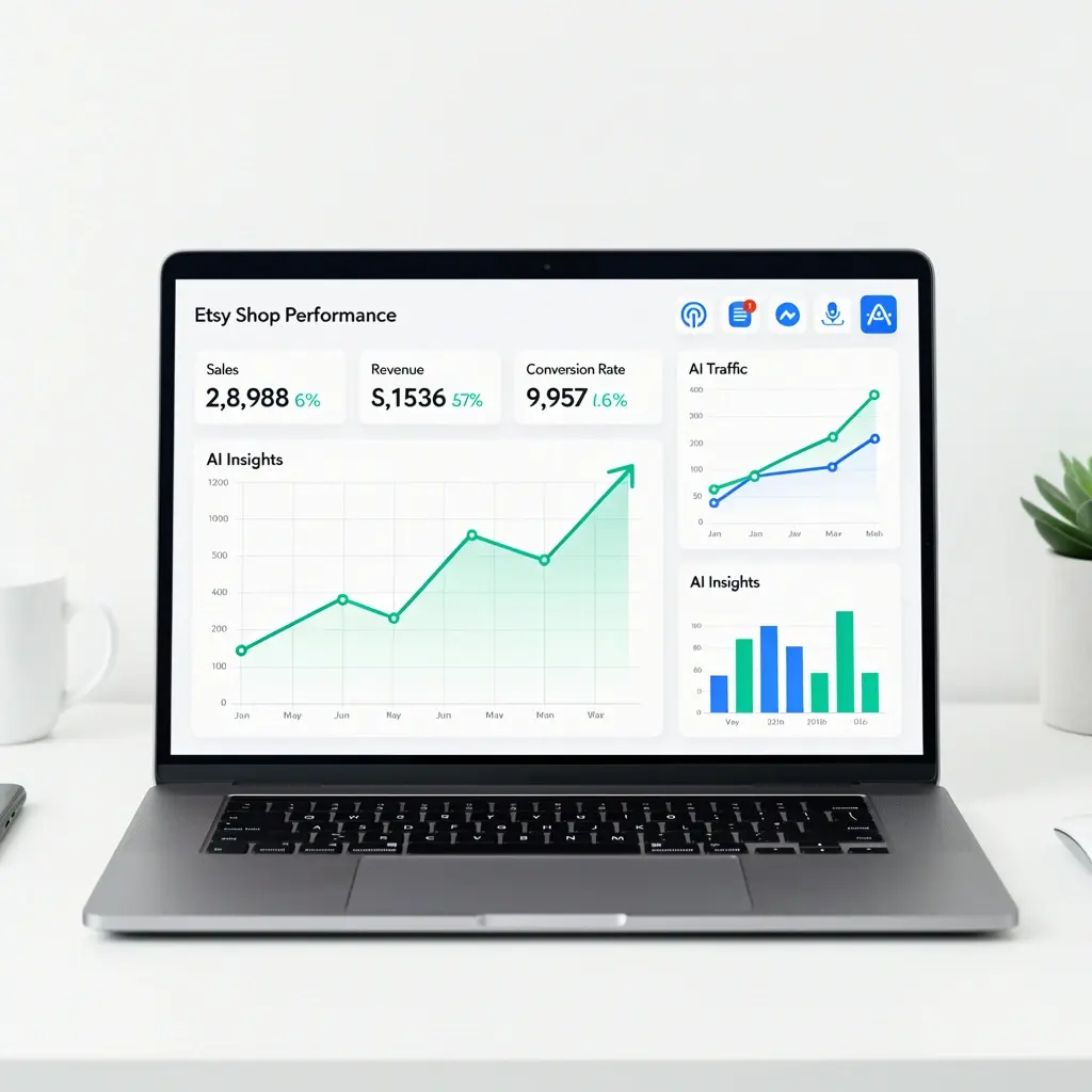 Best AI tools for Etsy print on demand showing business growth metrics