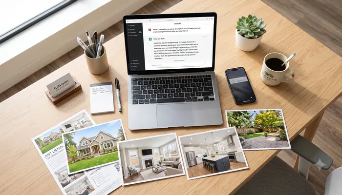AI tools for real estate agents workspace showing ChatGPT for property descriptions