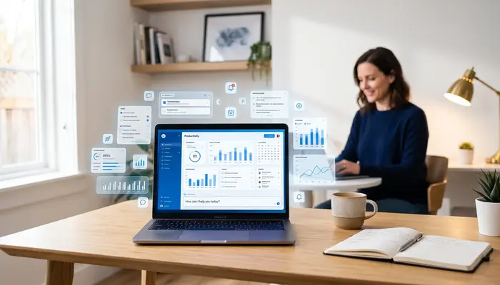 Best AI productivity tools for remote workers displayed on laptop screen