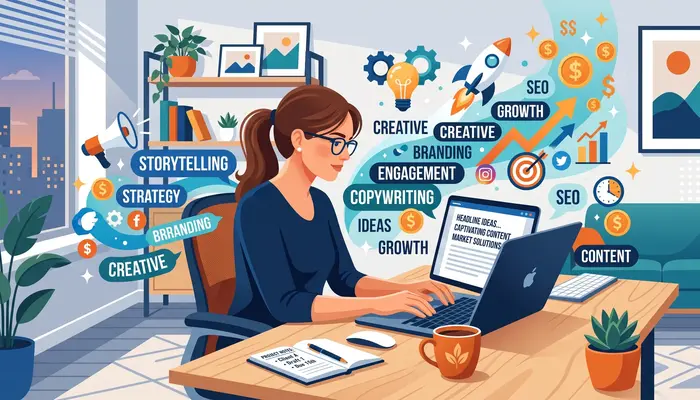Best Niches for Freelancing in 2026 copywriter working on marketing content with high earning potential in 2026