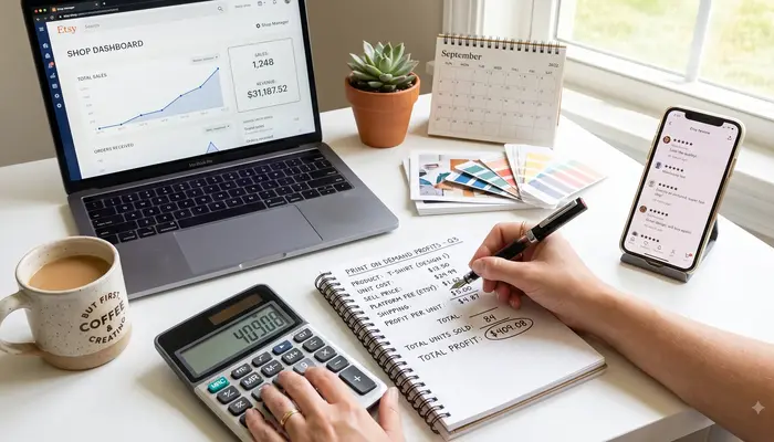 Calculating profit margins for print on demand business on Etsy and Amazon