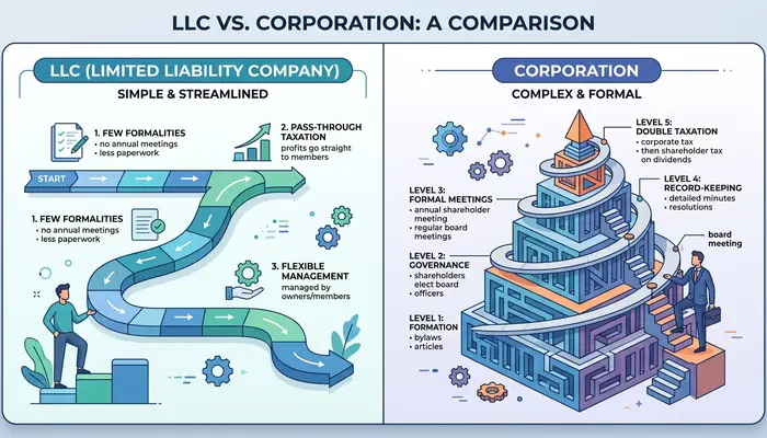 LLC vs corporation comparison for freelancers - understanding business formation services options