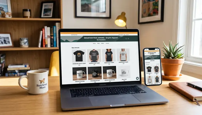 Professional Shopify print on demand store integrated with Printful dropshipping service