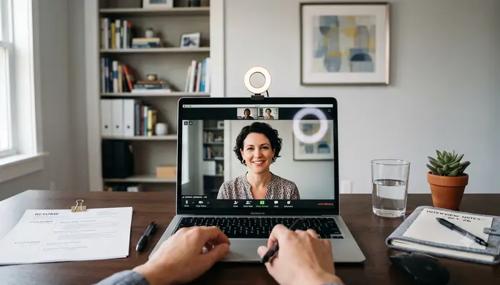 Best remote jobs 2026 - professional video interview setup for work-from-home position