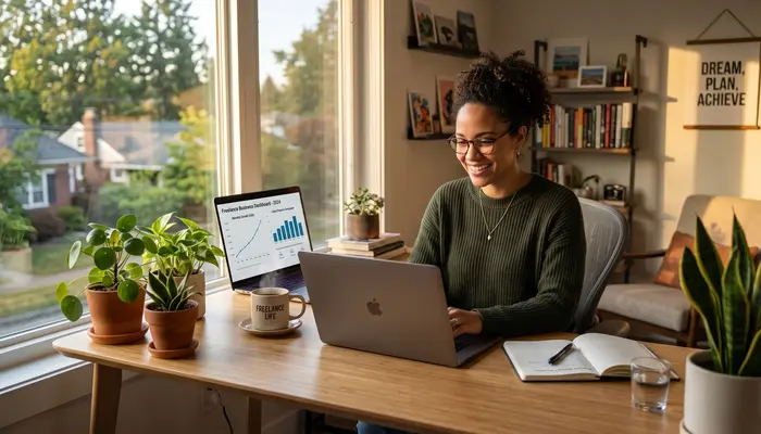 Successful American freelancer showing how to fix why freelancers fail and build profitable business