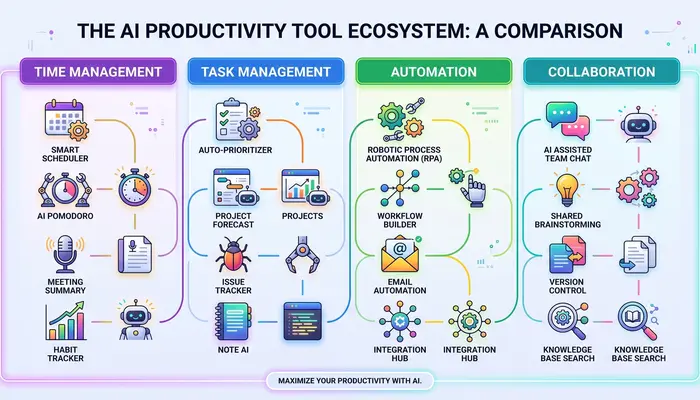 Comparison of best AI productivity tools 2025 by category
