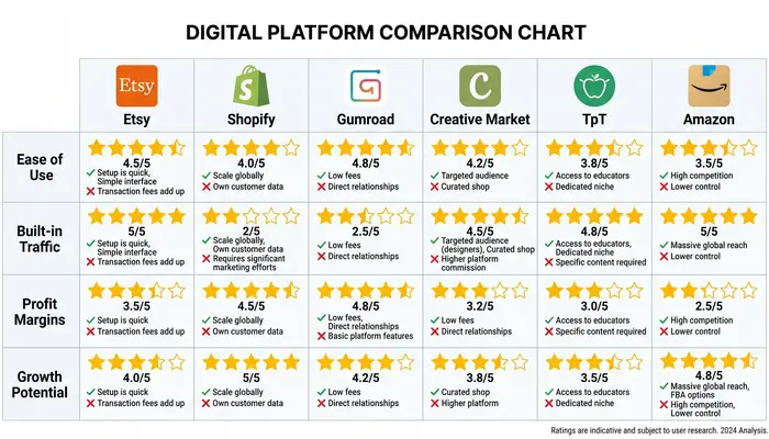 Comparison of best ecommerce platform for small business selling digital products and downloads